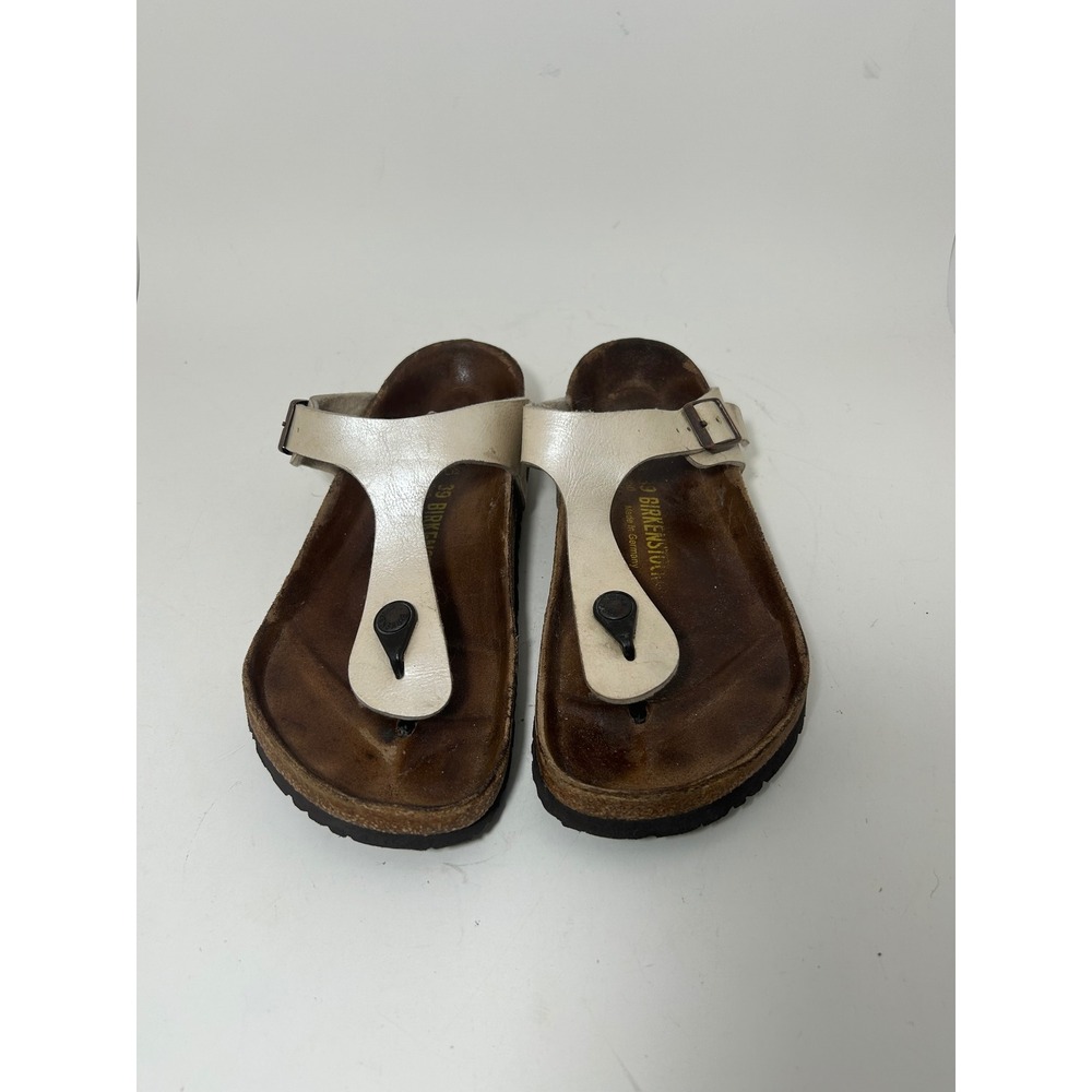 Birkenstock Gizeh Cream Pearlescent Thong Sandals Womens 39 L8 M6 Made inGermany